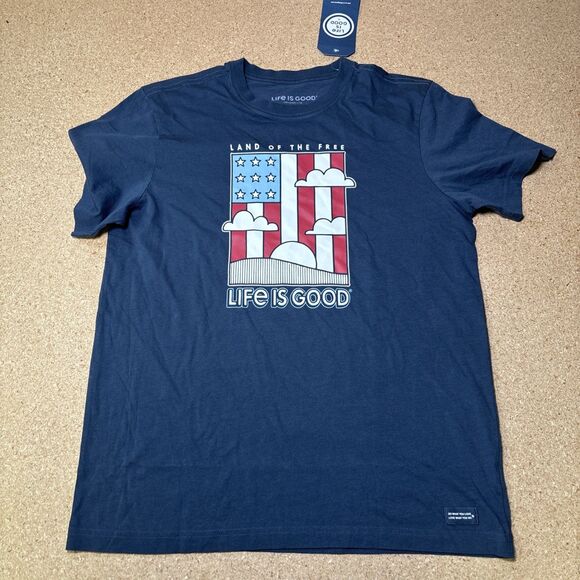 Life is Good Other - Men's Land the Free Flag Short Sleeve Crusher-LITE Tee Size M H2